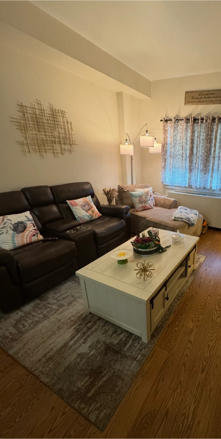 Brown Leather Reclining Sofa with Cup Holders