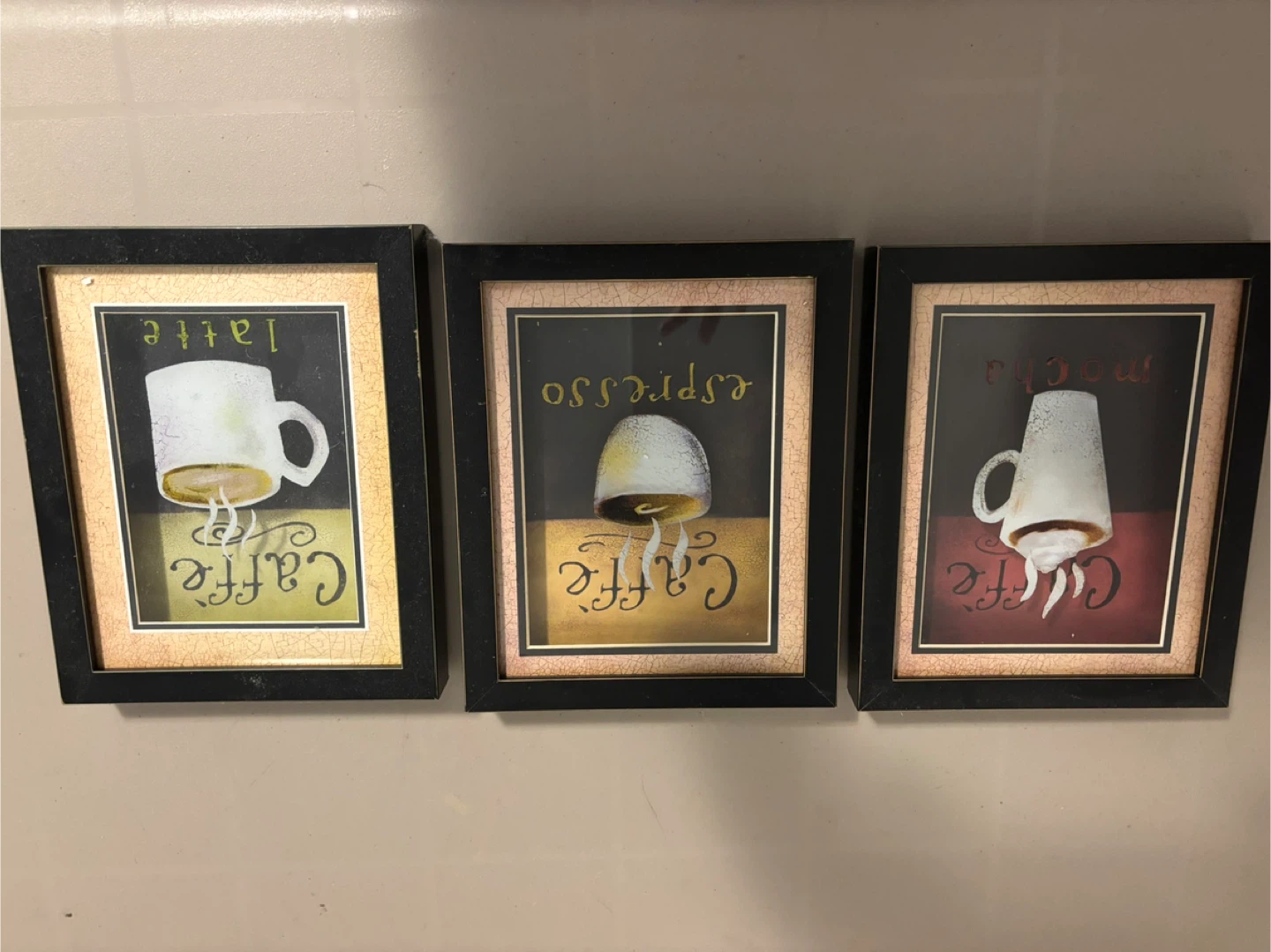 Set of 3 Framed Coffee Art Prints (Latte, Espresso, Mocha)