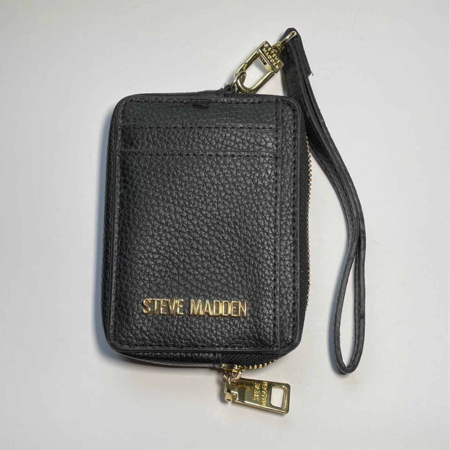 Steve Madden Black Card Holder with Wrist Strap