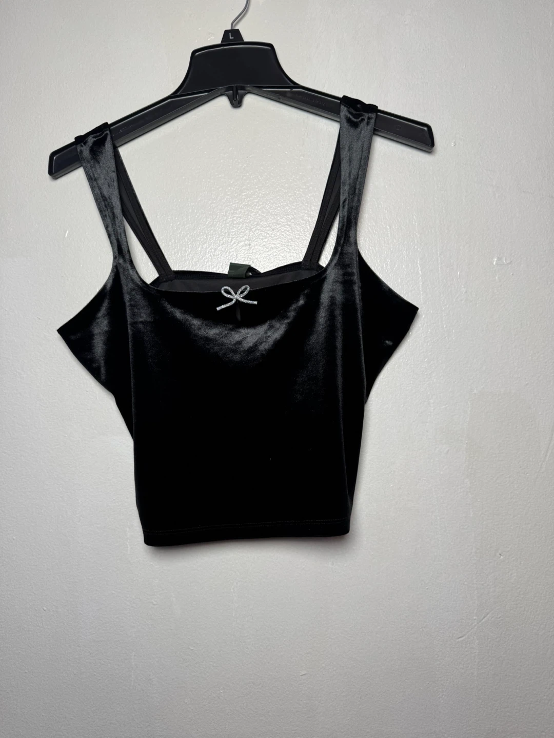 Wild Fable Black Velvet Bow Tank Top Size M