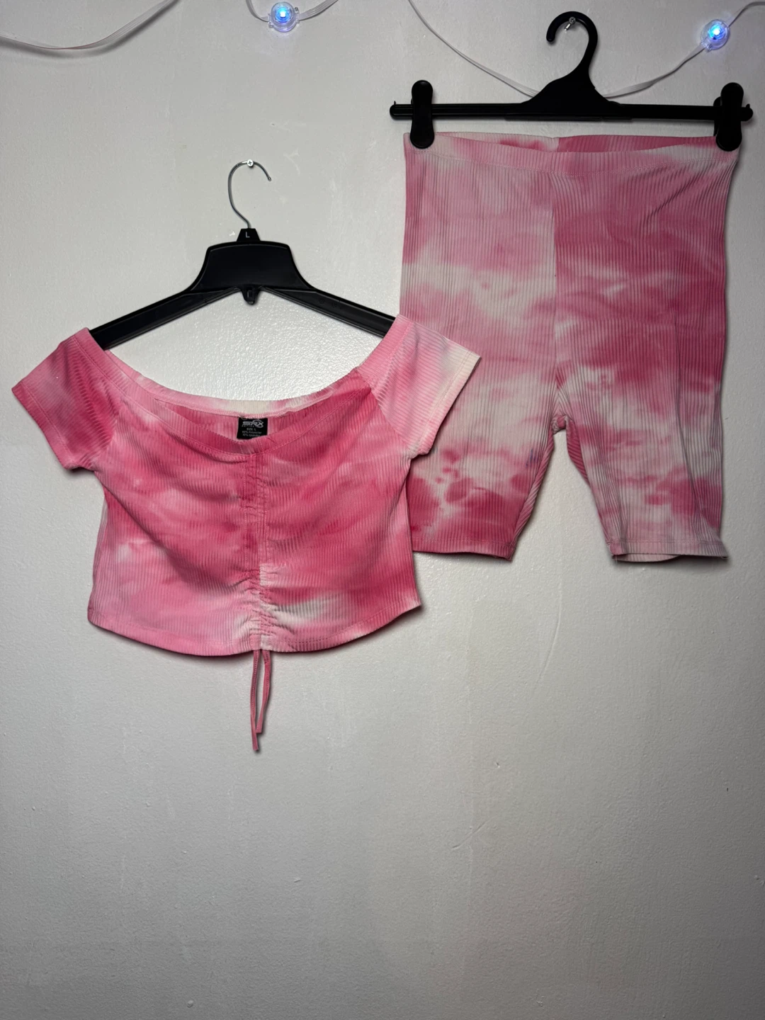 Active GX Tie-Dye Ribbed Crop Top & Bike Shorts Set Size L