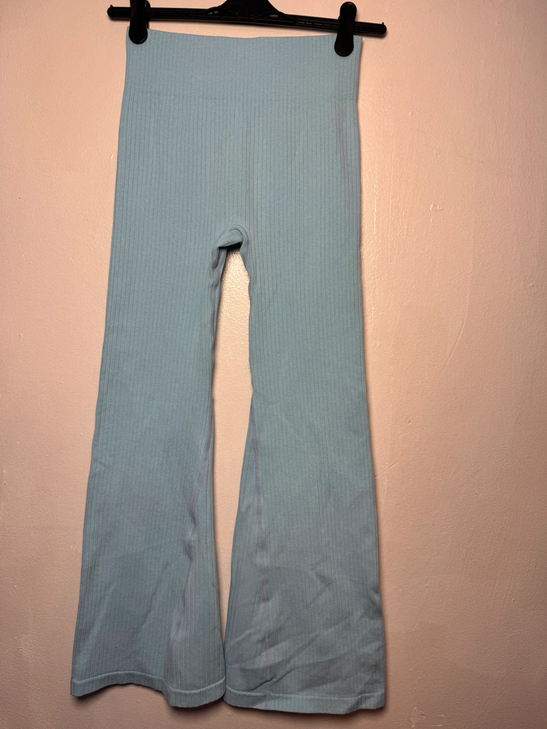 Light Blue Ribbed Flare Pants Size M - photo 3