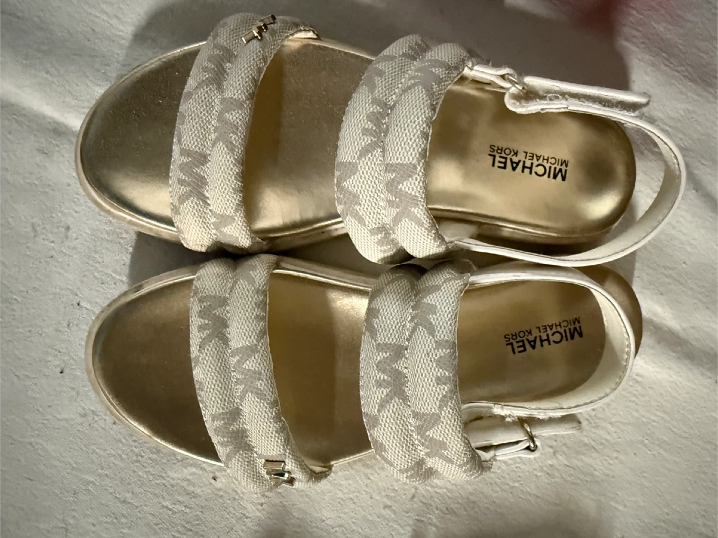 Michael Kors Kids Sandals Size 1 Gold Logo Print - photo 2