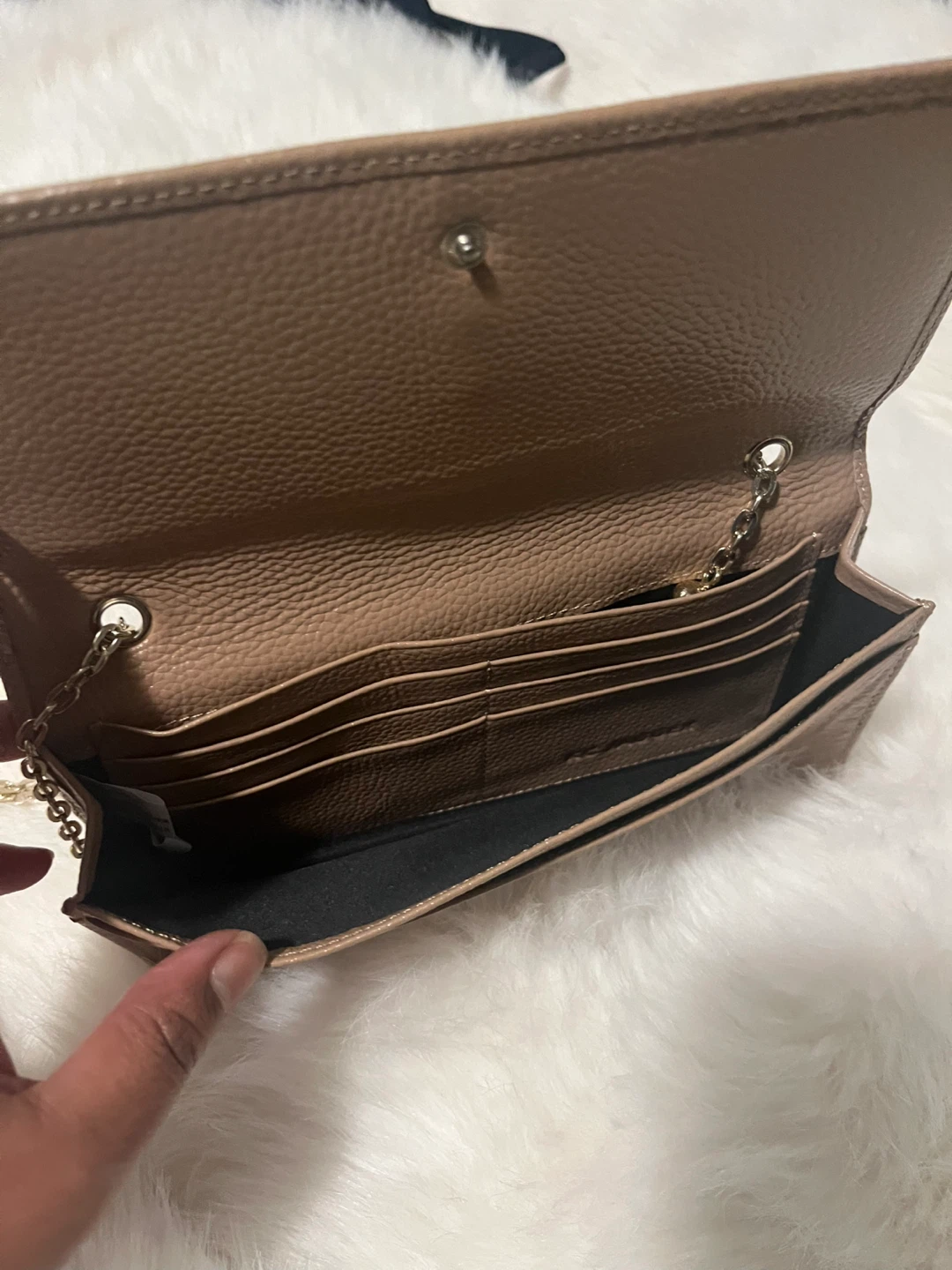 Tan Leather Clutch Wallet with Chain - photo 2