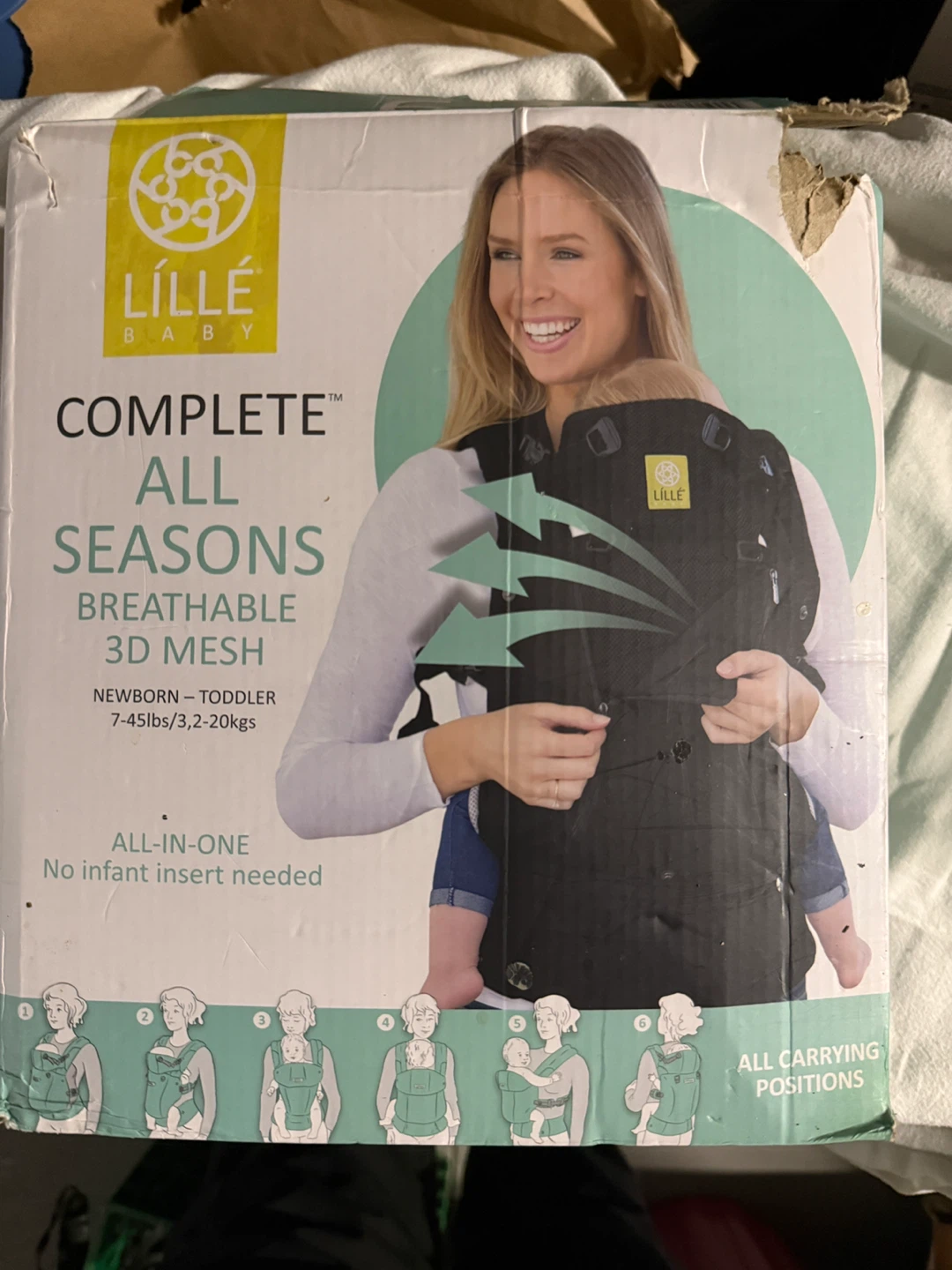 LILLEbaby Complete All Seasons Baby Carrier - Black 3D Mesh