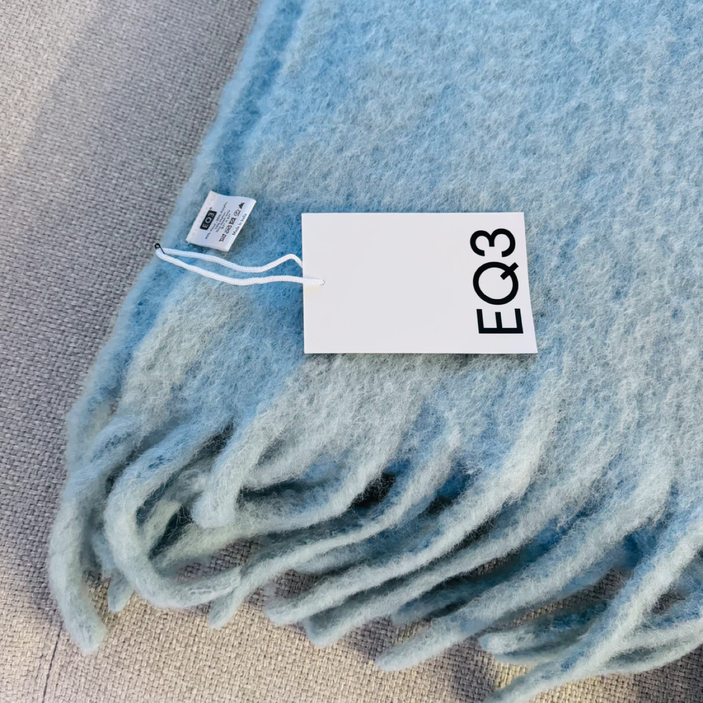 EQ3 Sky Wool Throw 61”x57” - Brand New 🥕