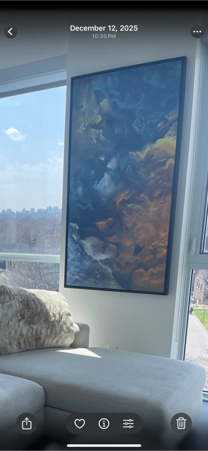 Large Framed Abstract Cloudscape Canvas Art - photo 2