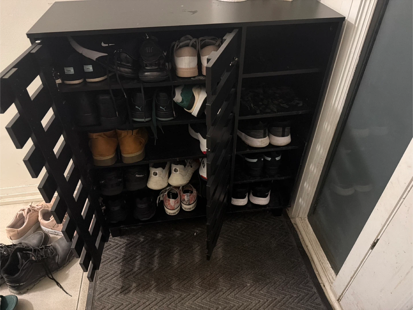Black Shoe Storage Cabinet with Doors