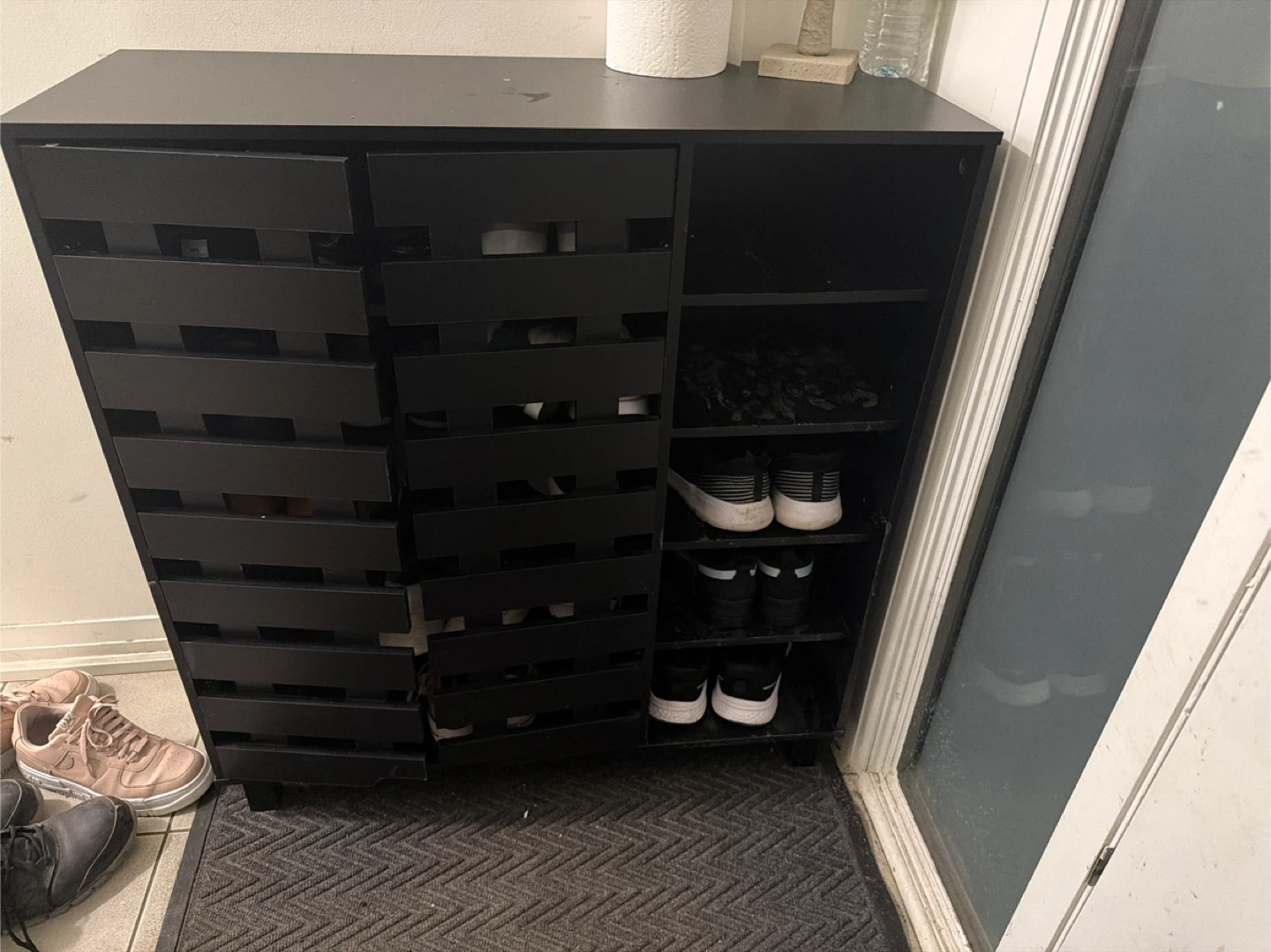 Black Shoe Storage Cabinet with Doors - photo 2
