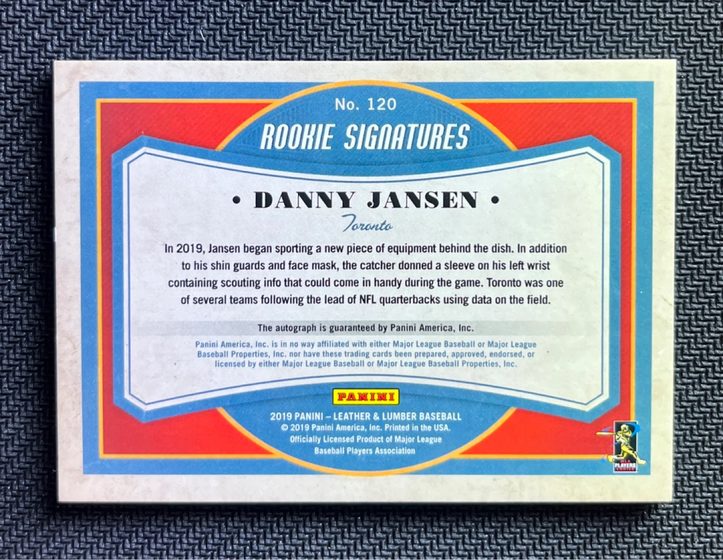 2019 Leather & Lumber Danny Jansen Rookie Auto /125 - photo 2
