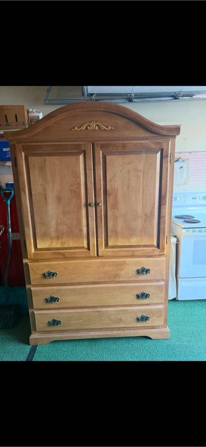 Wooden Wardrobe with Drawers 2” high, 3’11” Wide & 18” deep