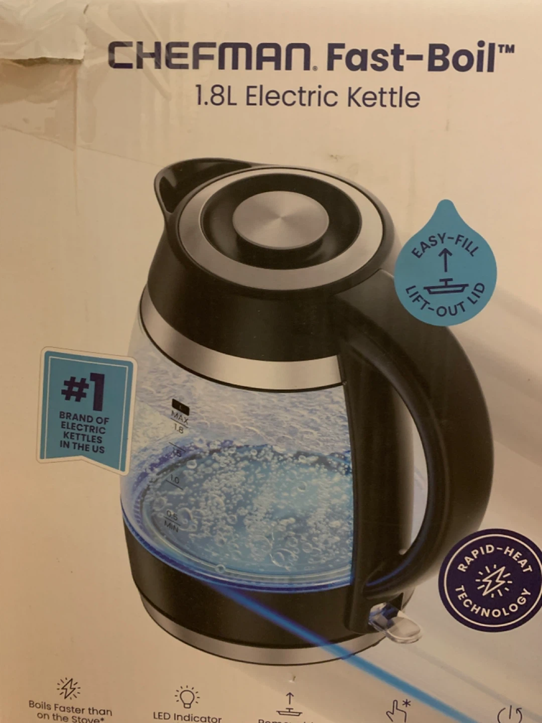 CHEFMAN. Fast-Boil 1.8L Electric Kettle