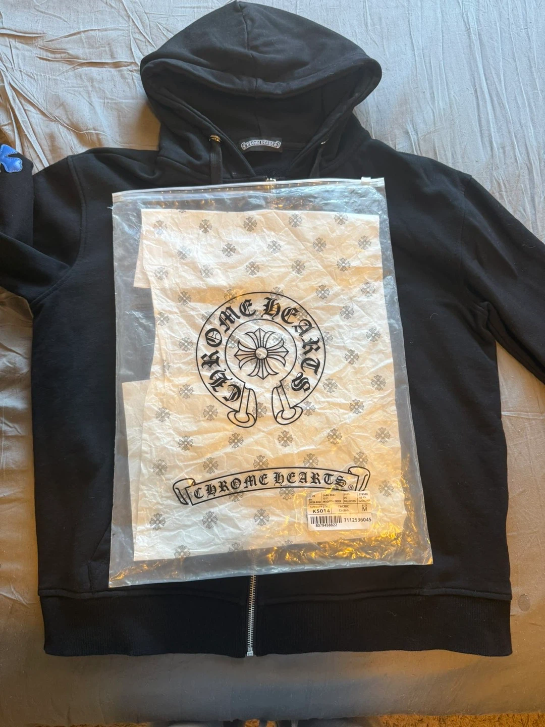 Chrome Hearts Black Zip-Up Hoodie with Multicolor Crosses - photo 3