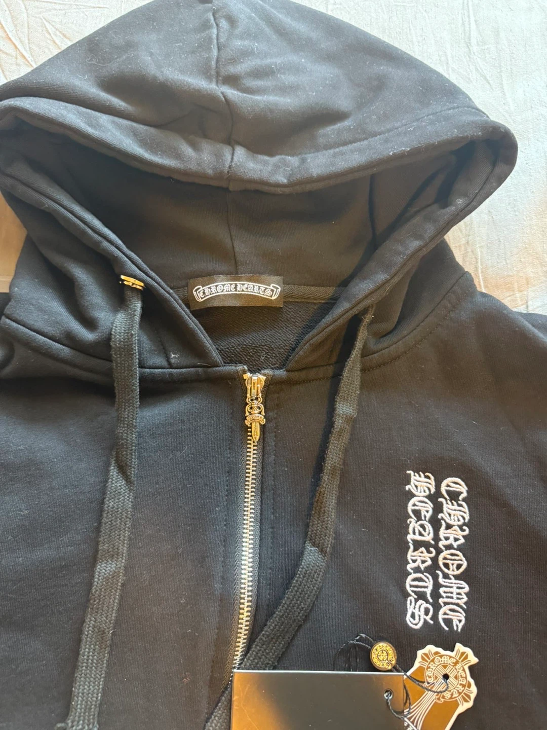 Chrome Hearts Black Zip-Up Hoodie with Multicolor Crosses - photo 2