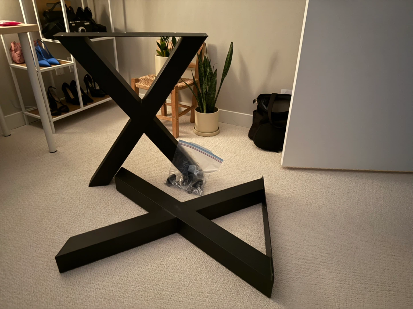 Black Metal X-Leg Table Base