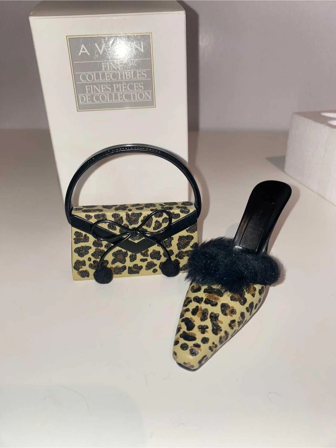Avon Collectible Leopard Print Shoe & Handbag Set