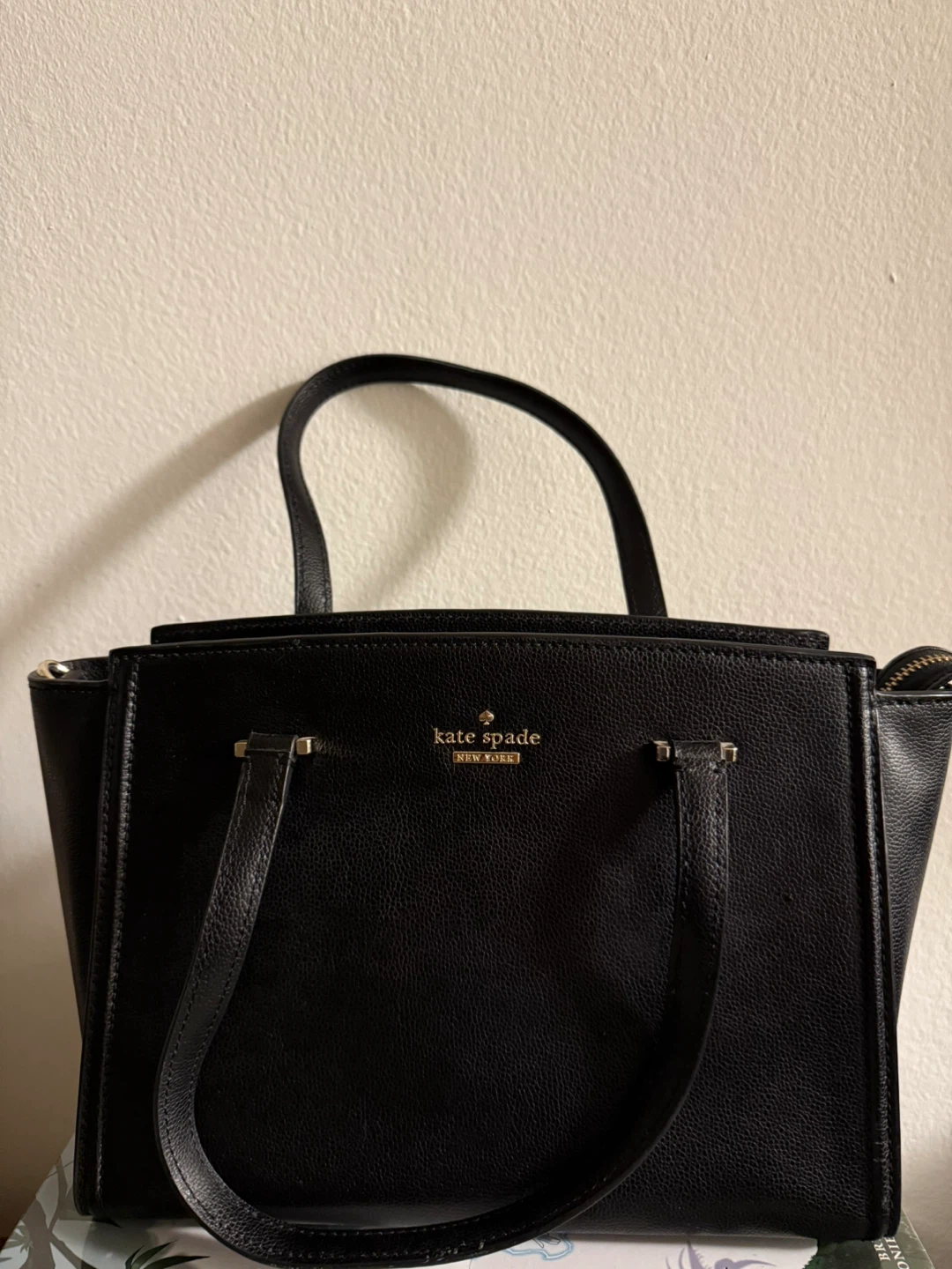 Kate Spade Black Leather Tote Handbag