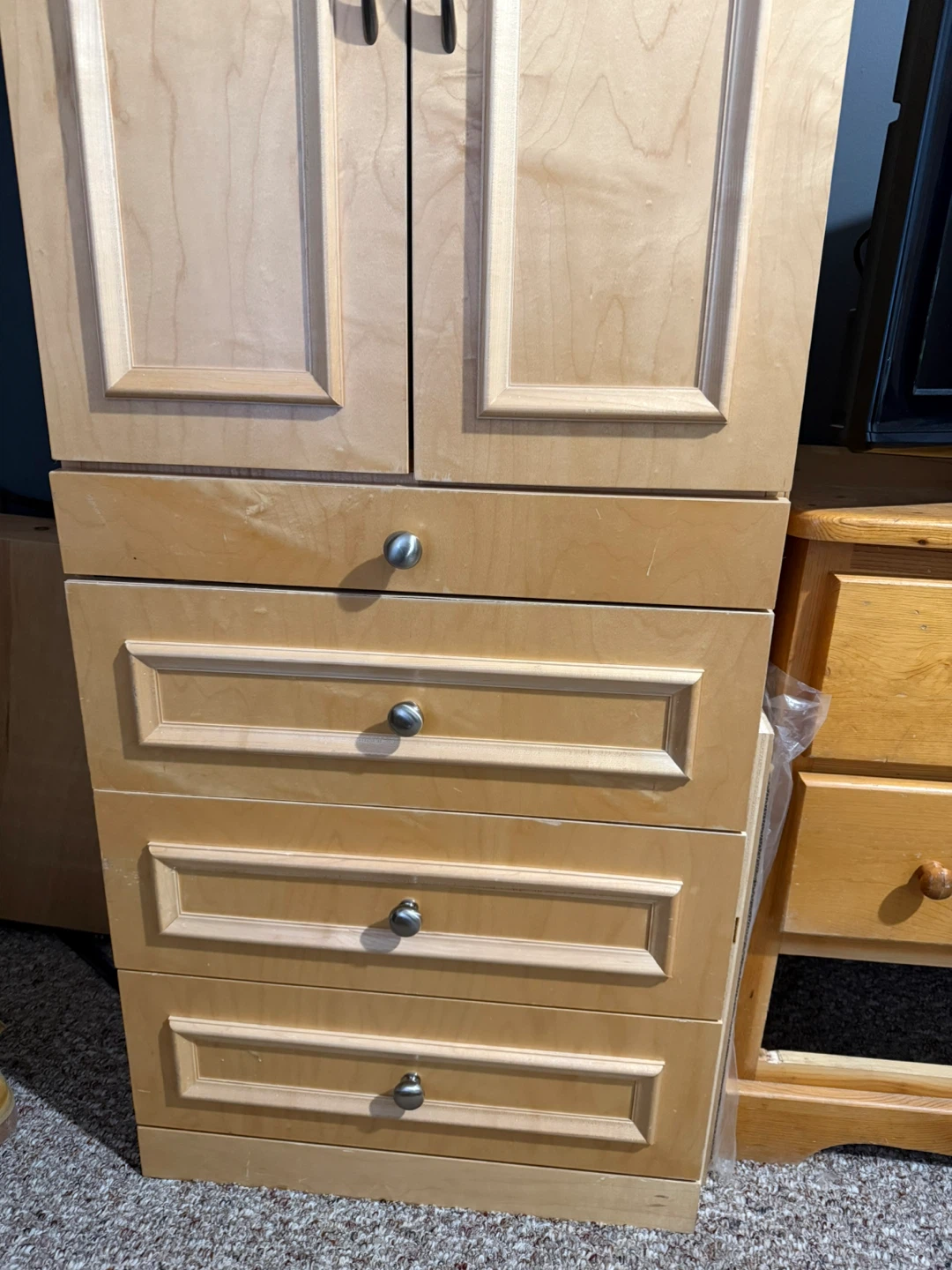 Tall Wooden Storage Cabinet with Drawers and Doors - photo 2