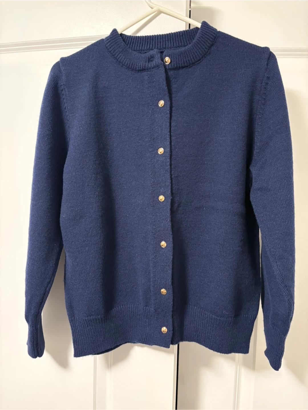 Navy Blue Cardigan with Gold Buttons