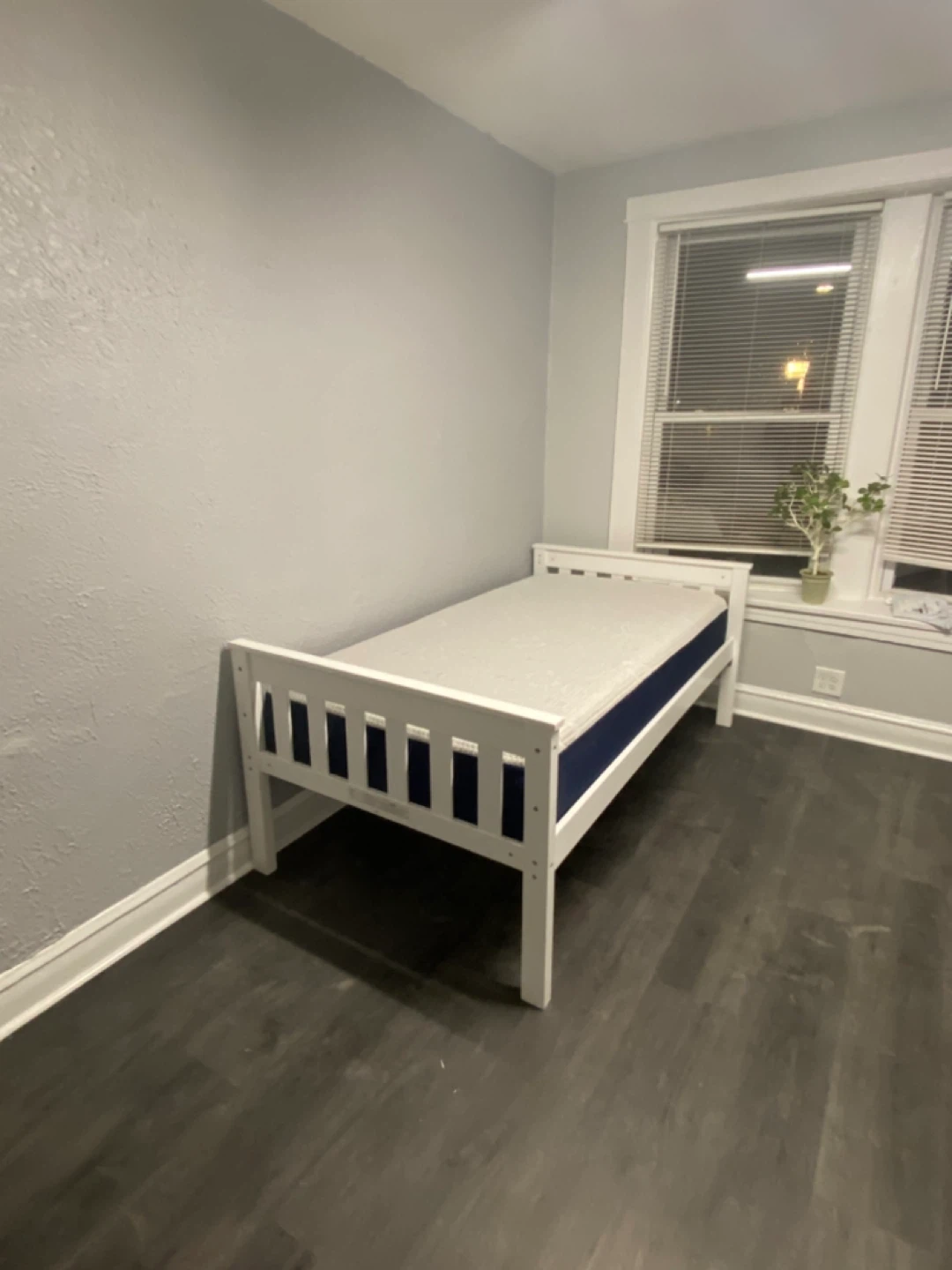 White Twin Bed Frame with Mattress - photo 3