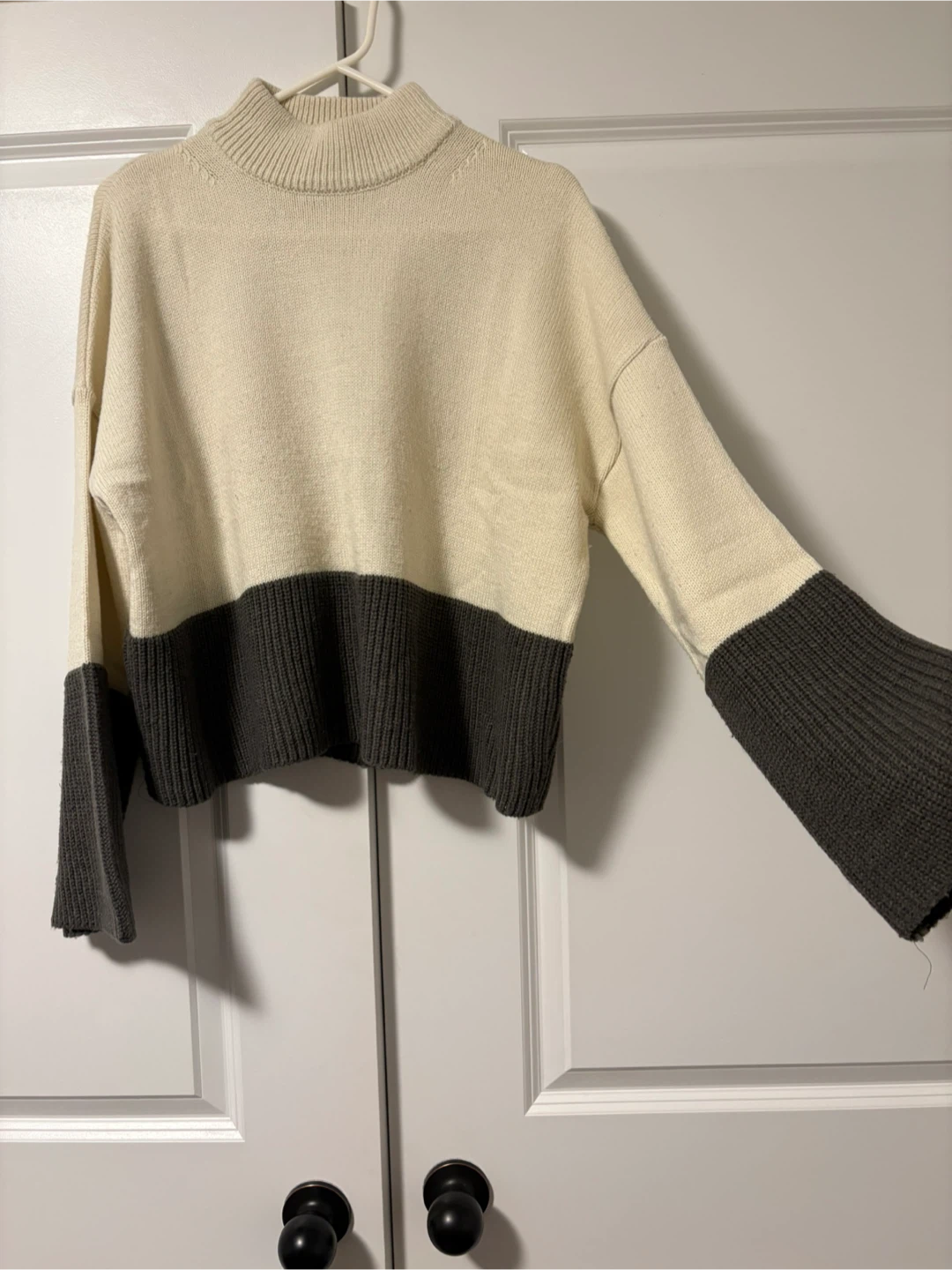 Two-Tone Mock Neck Sweater