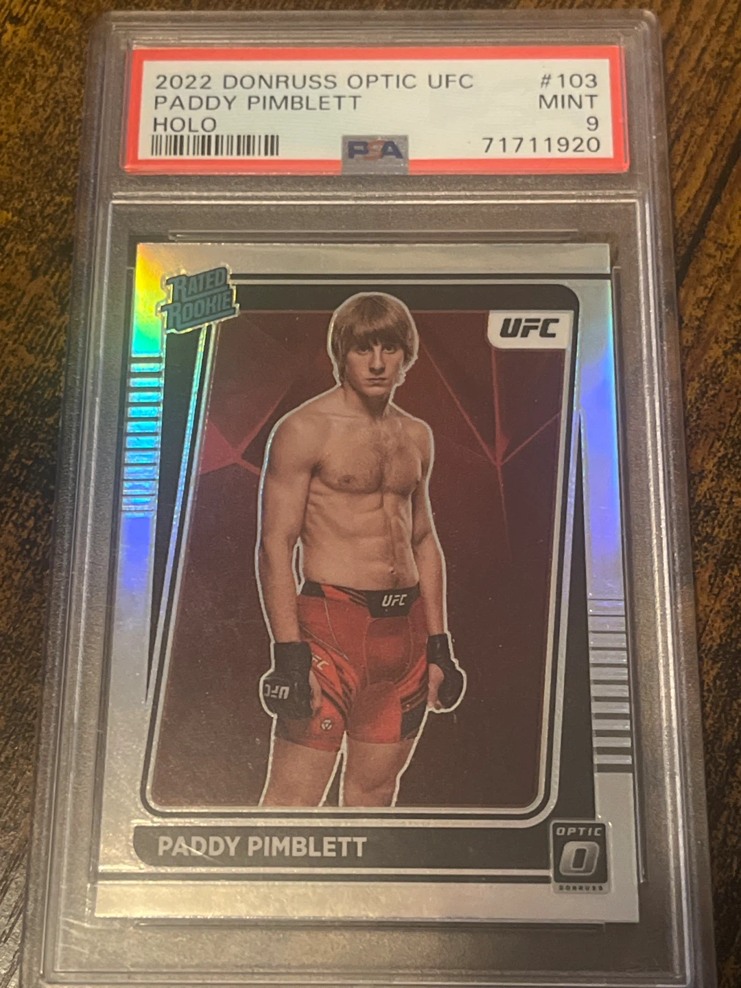 2022 Donruss Optic UFC Paddy Pimblett Holo Rated Rookie Card