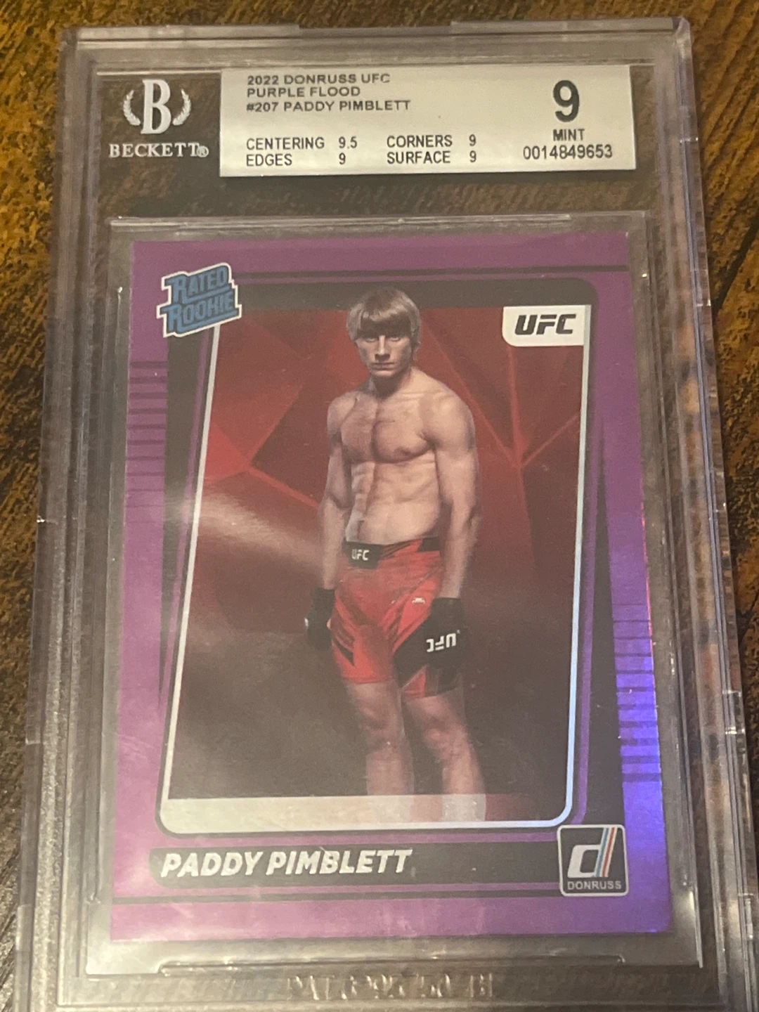 2022 Donruss UFC Purple Flood Paddy Pimblett Rated Rookie Card