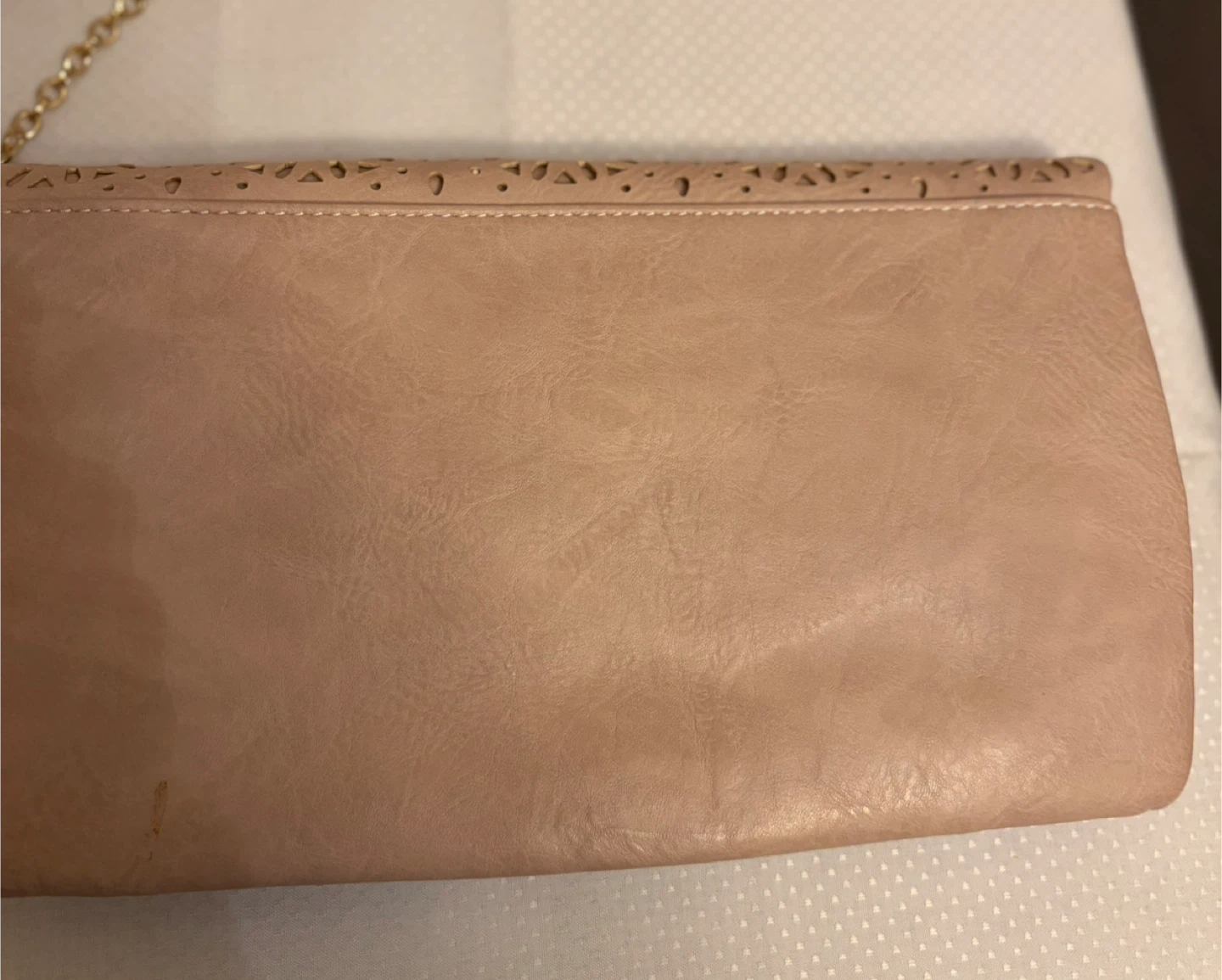 Blush Pink Faux Leather Foldover Clutch with Chain Strap - photo 4