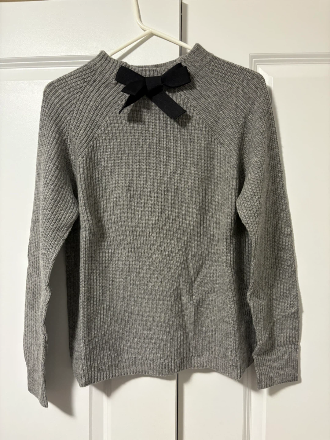 J.Crew Grey Sweater with Black Bow - Size S