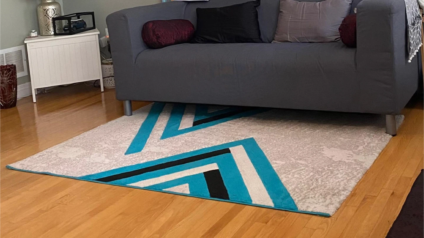 Geometric Area Rug - Blue, Black, and White