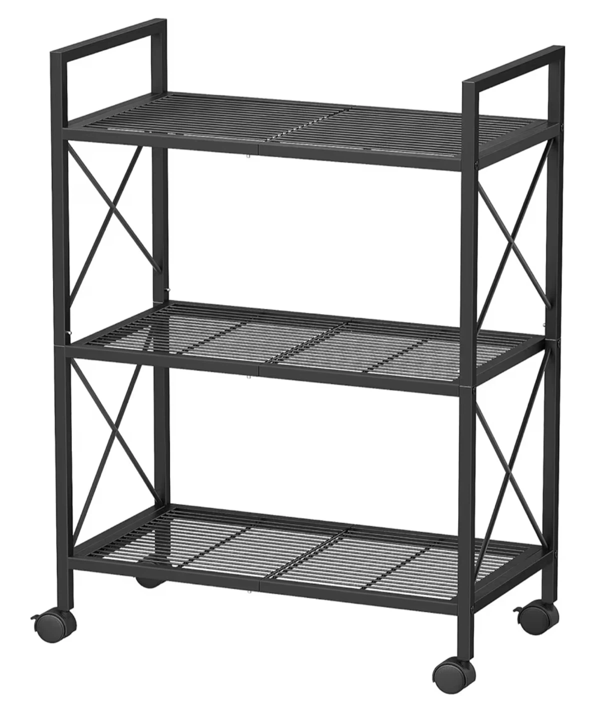 SONGMICS 3-Tier Metal Storage Rack with Wheels 23.6”W