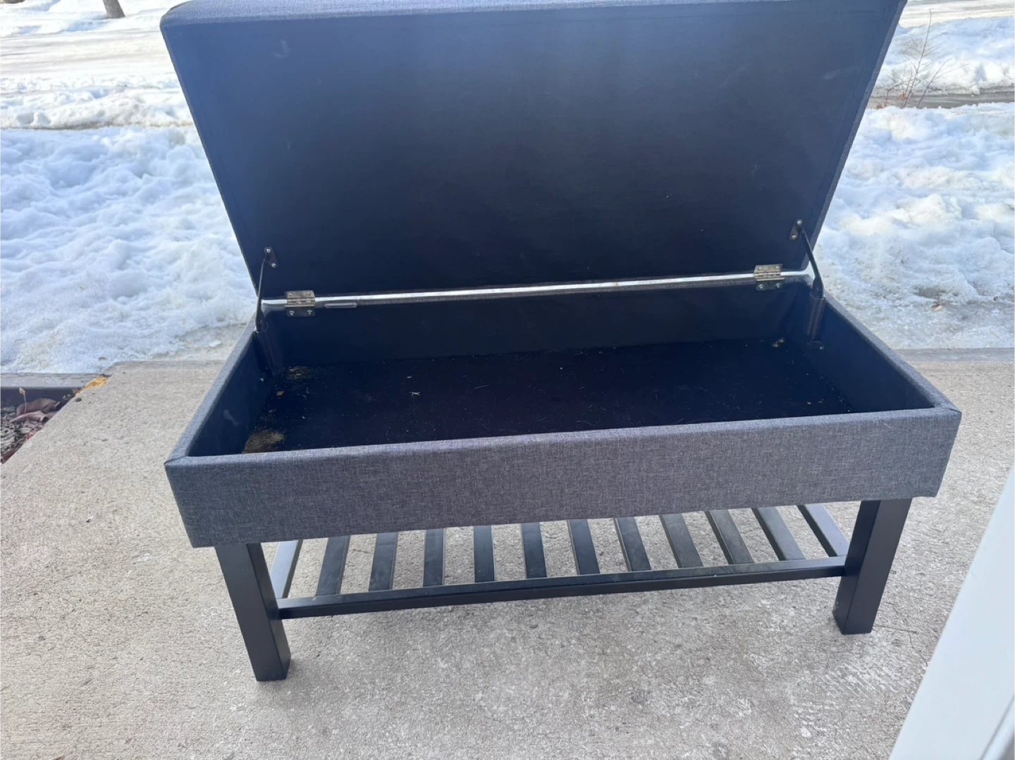 Grey Storage Bench with Slatted Shelf