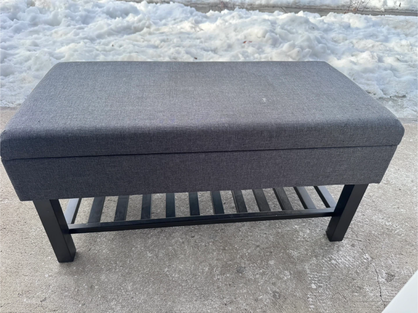 Grey Storage Bench with Slatted Shelf - photo 2