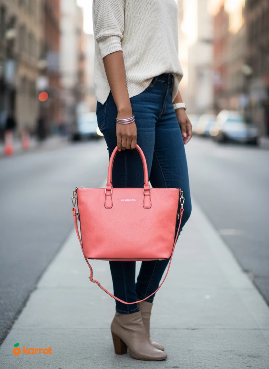Michael Kors Coral Pink Tote Handbag