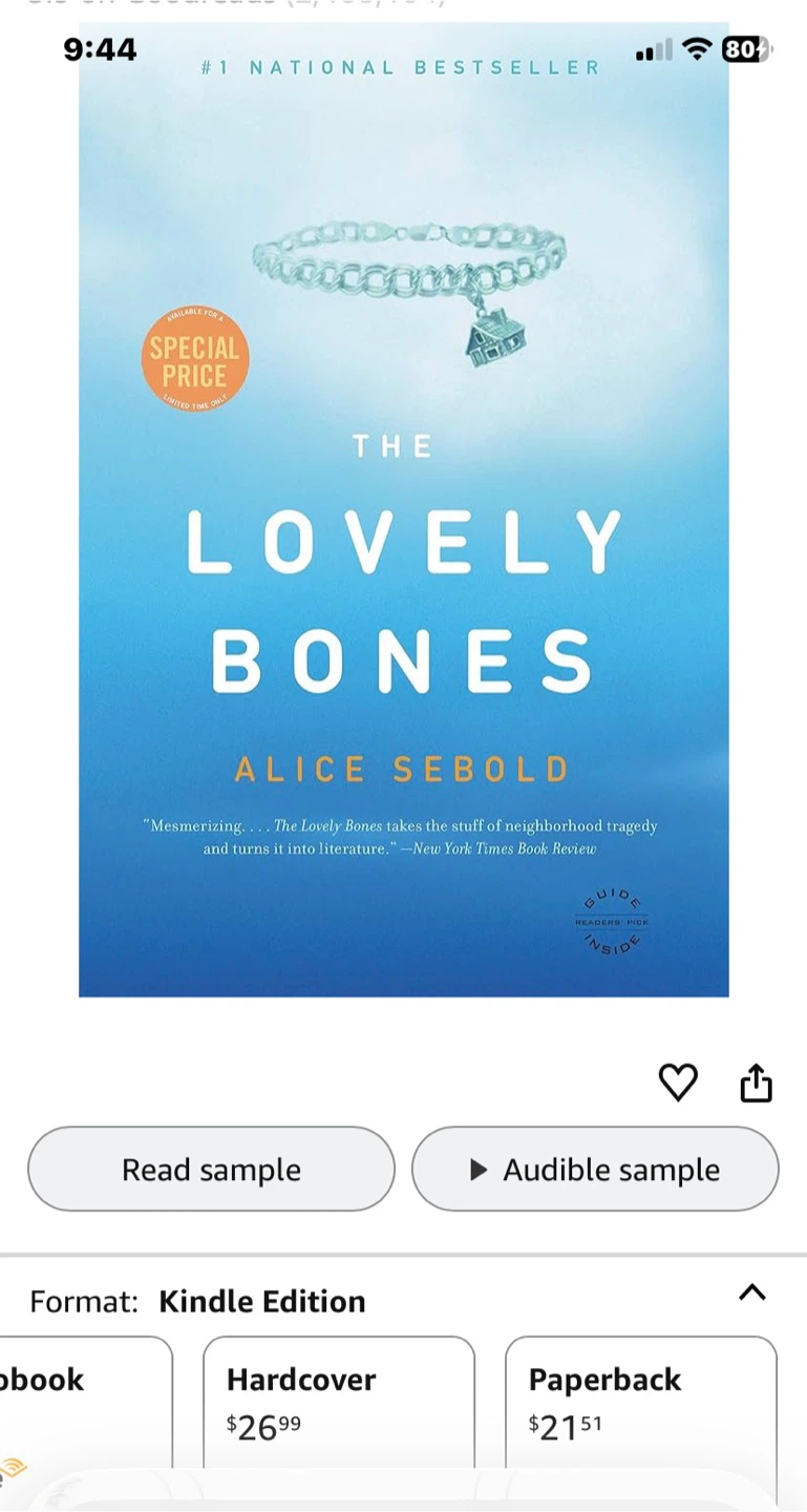 The Lovely Bones by Alice Sebold Paperback Book