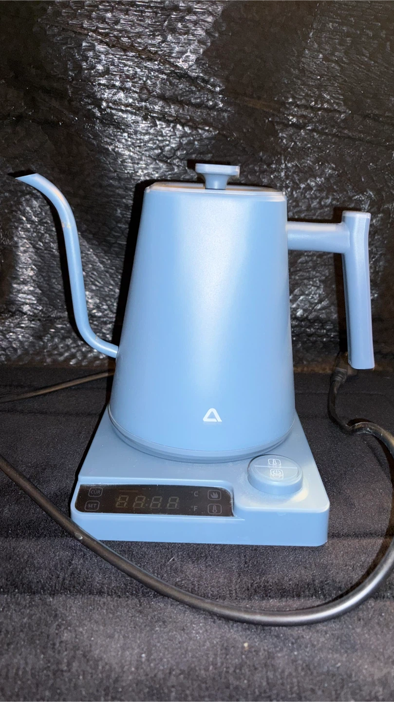 Blue Gooseneck Electric Kettle with Temperature Control
