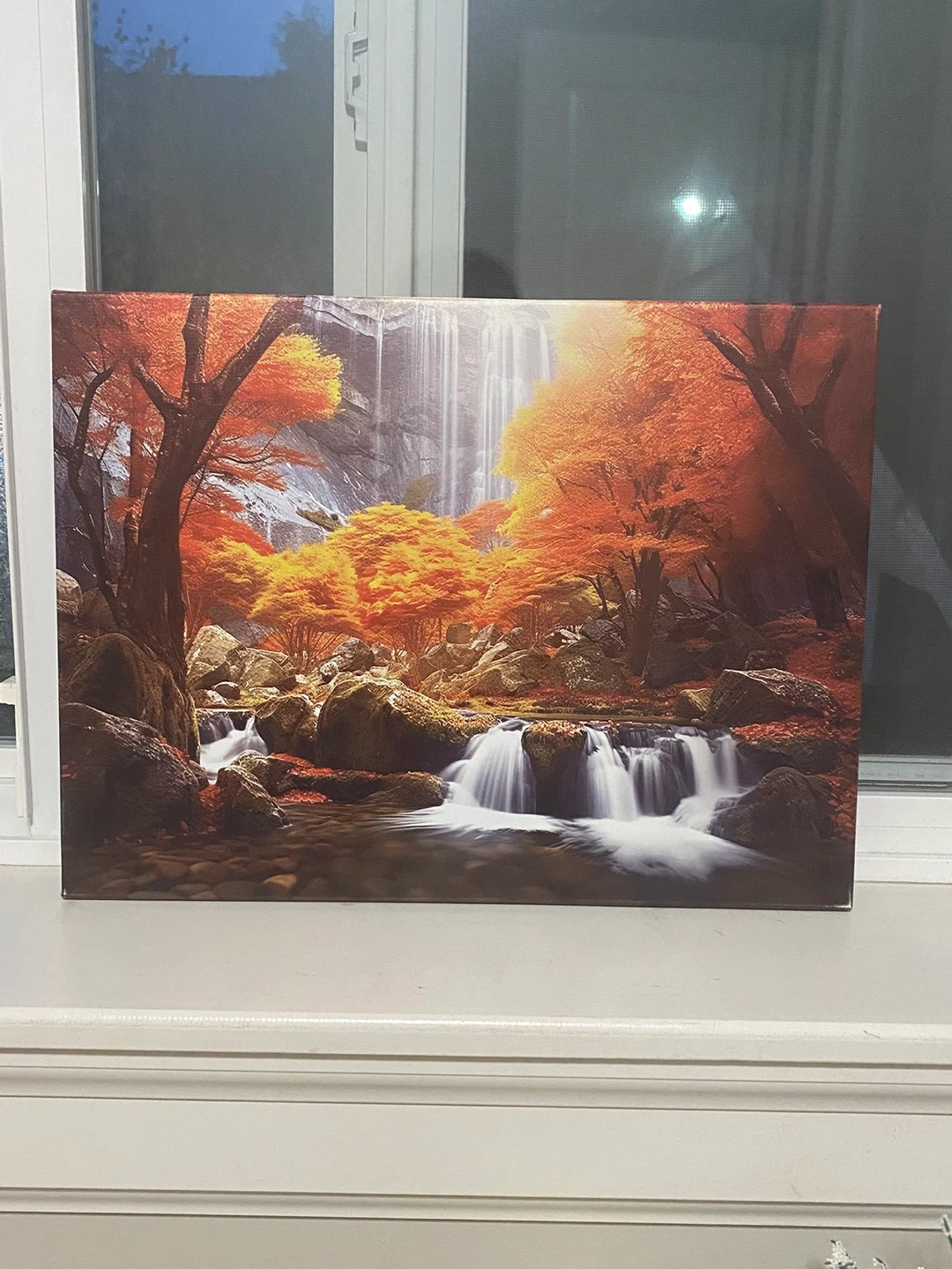 Canvas Wall Art - Waterfall and Autumn Trees