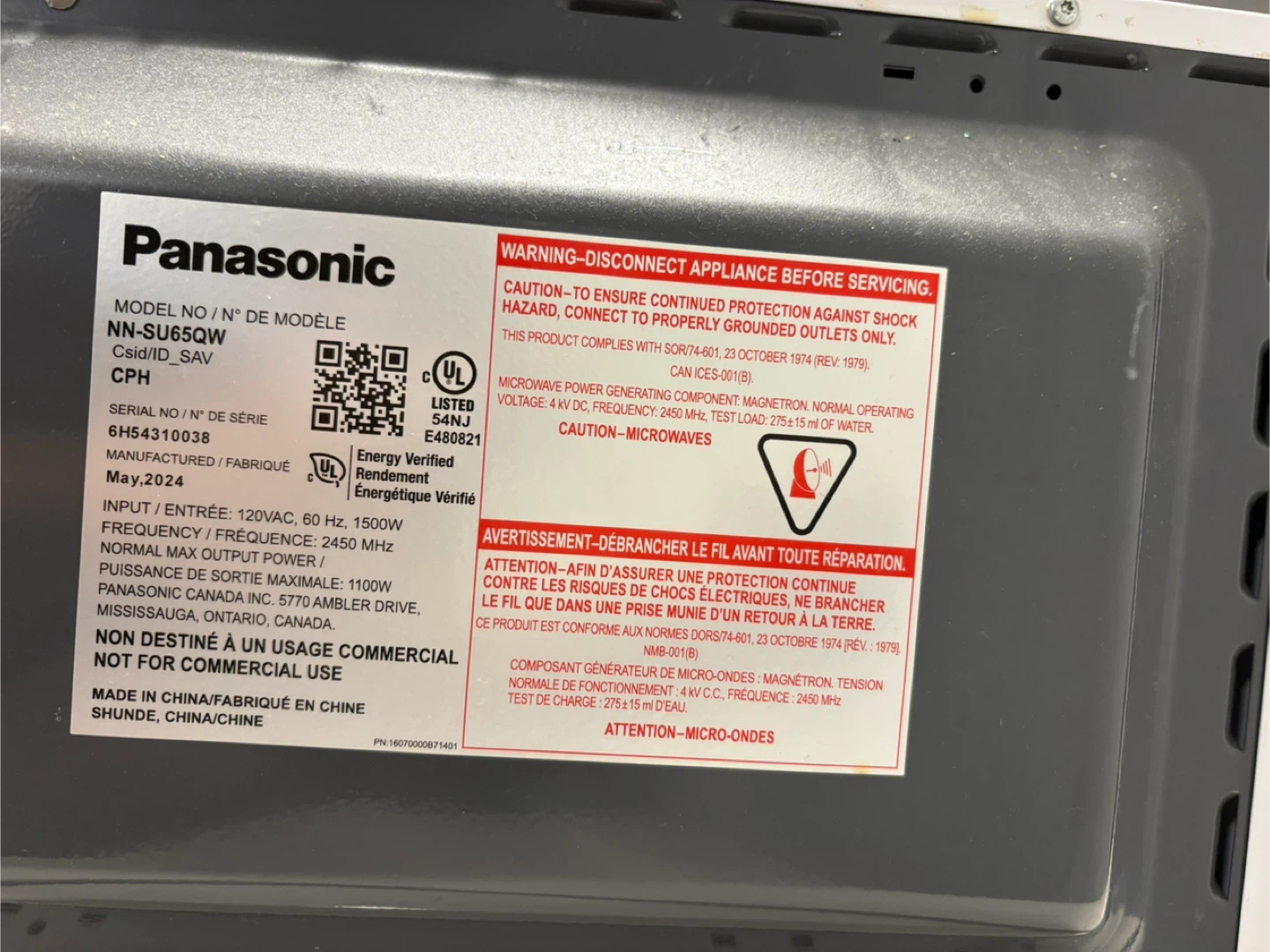 Panasonic Genius 1100W Microwave NN-SU65QW