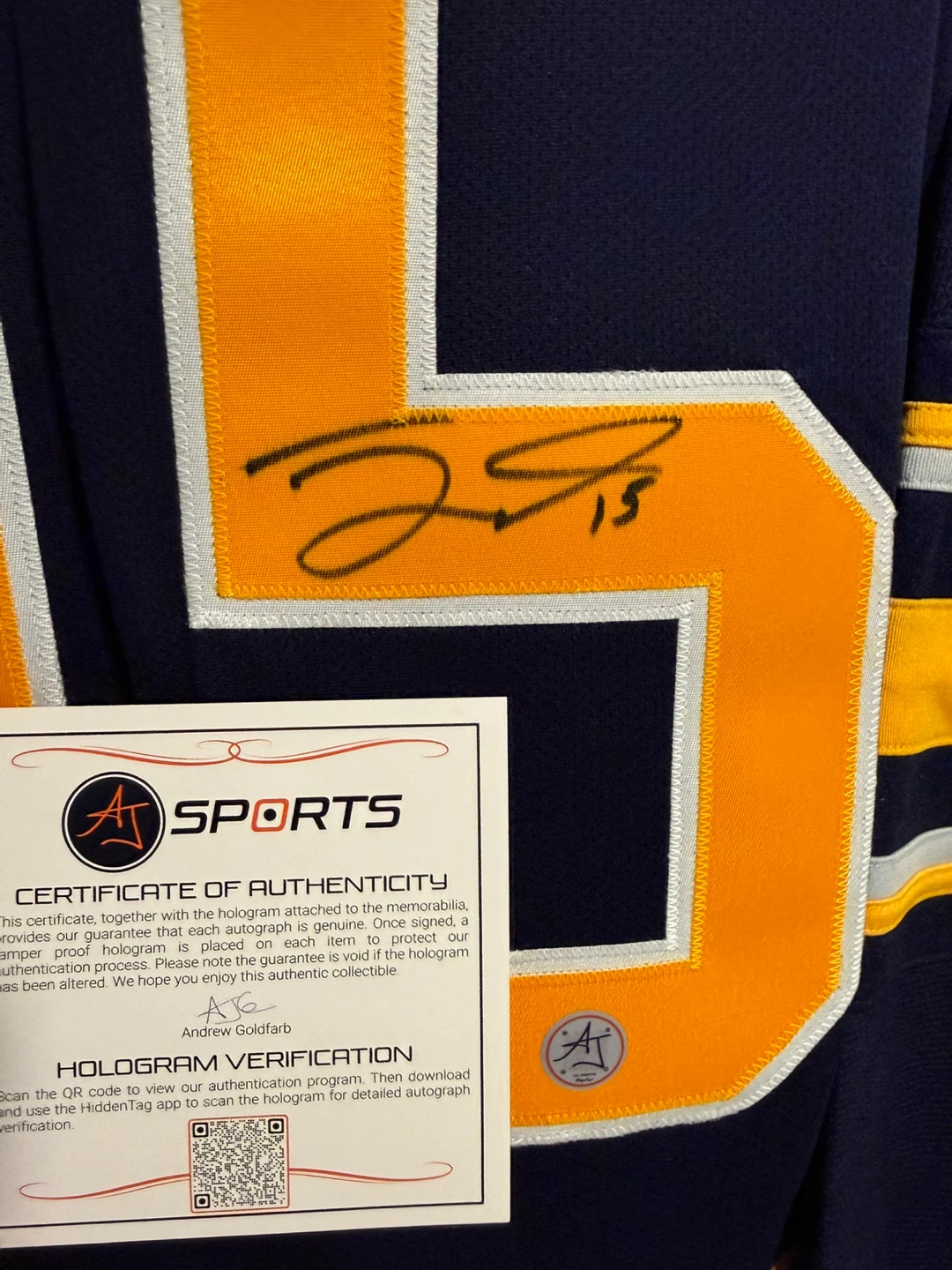 Reebok Buffalo Sabres Jack Eichel Autographed Hockey Jersey #15