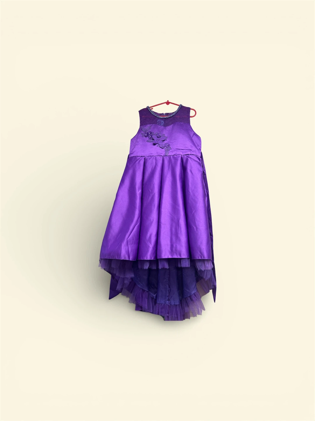 Purple Girls' Dress with Tulle Skirt