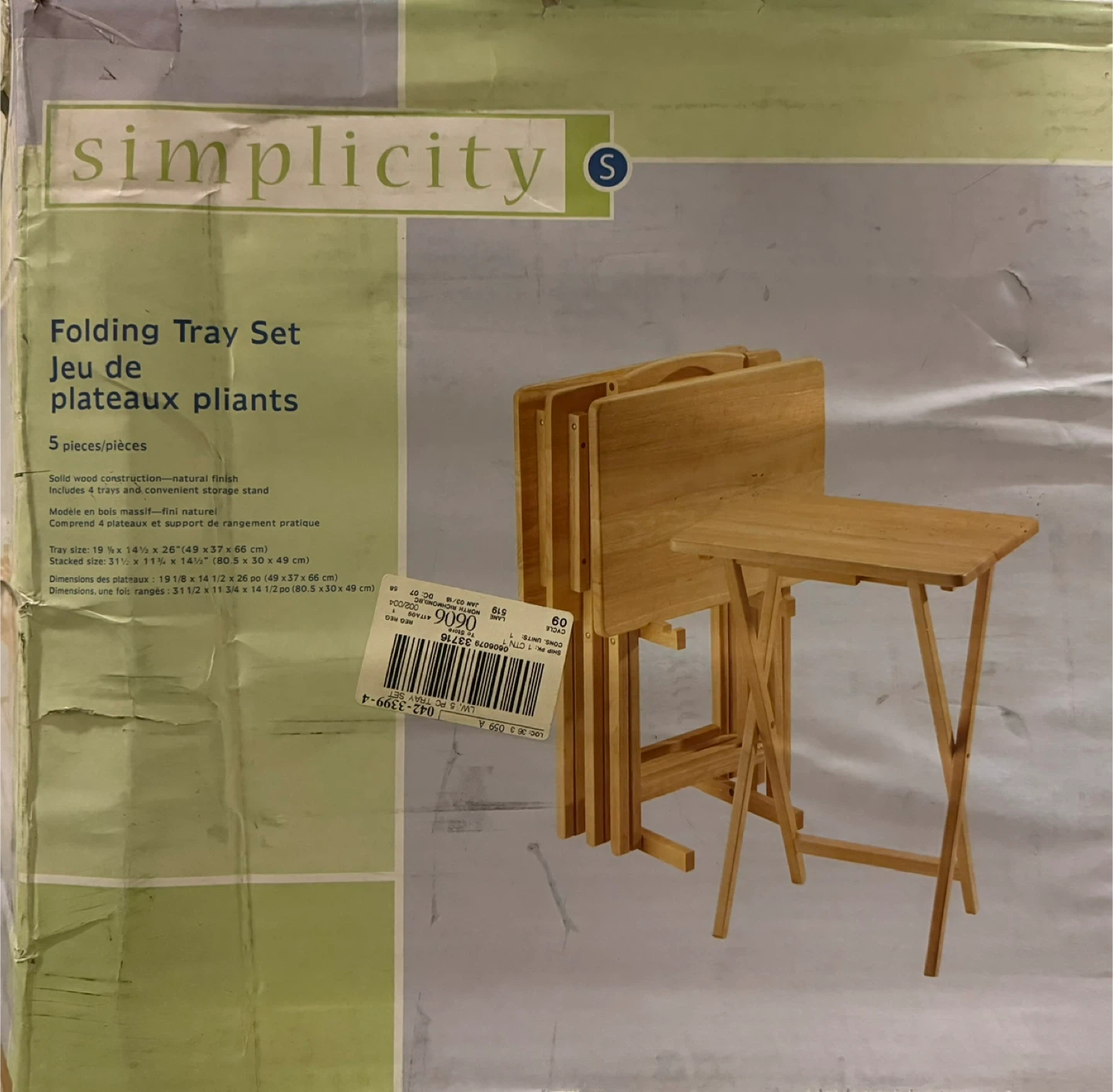 Simplicity Wooden Folding 4-Tray Set