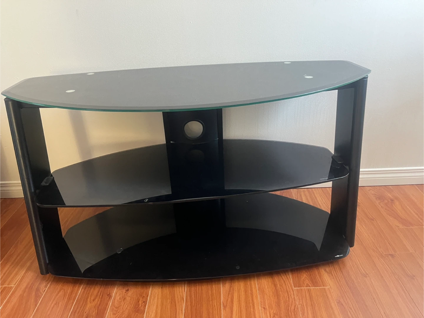 3-Tier Black Glass TV Stand