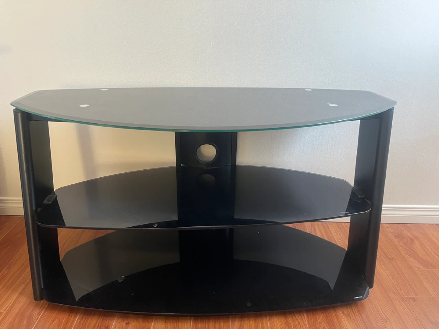 3-Tier Black Glass TV Stand - photo 3