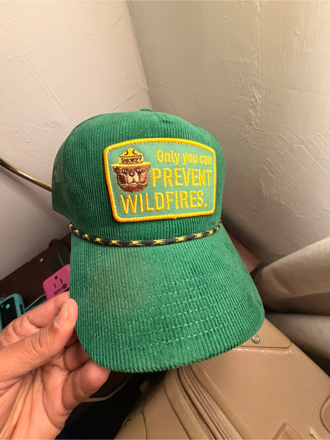 Green Smokey Bear "  Wildfires" Corduroy Trucker Hat - photo 5