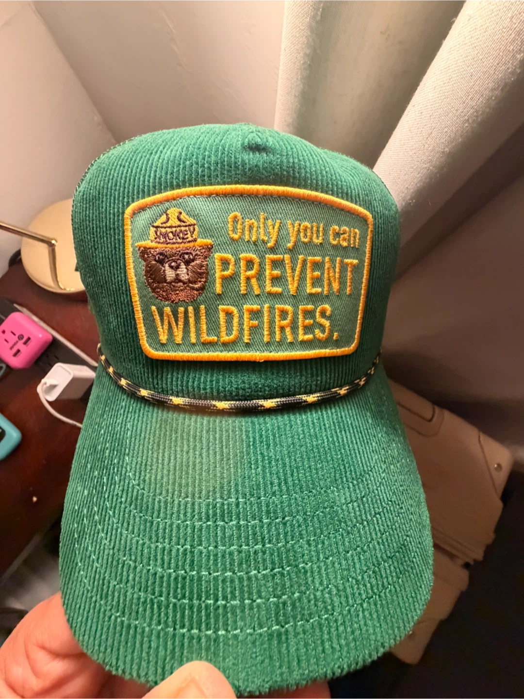 Green Smokey Bear "  Wildfires" Corduroy Trucker Hat - photo 2