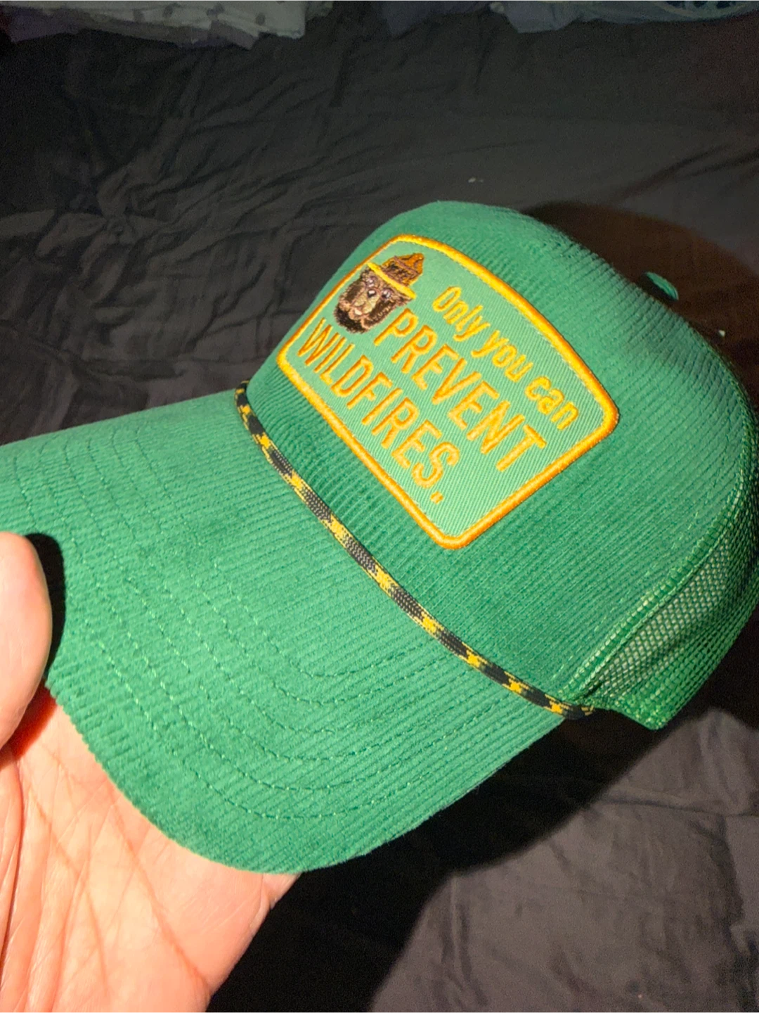 Green Smokey Bear "  Wildfires" Corduroy Trucker Hat - photo 3
