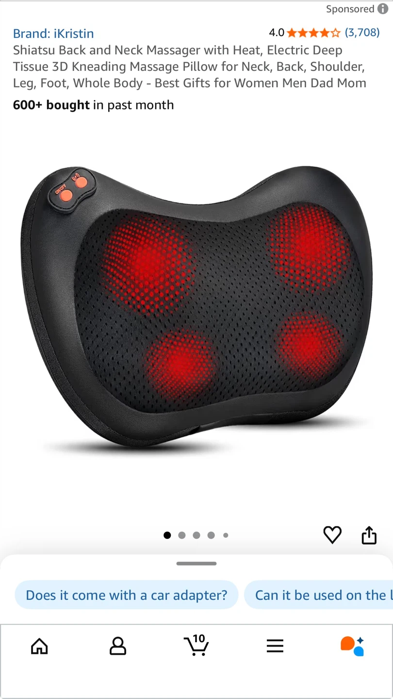 iKristin Shiatsu Neck and Back Massager Pillow with Heat