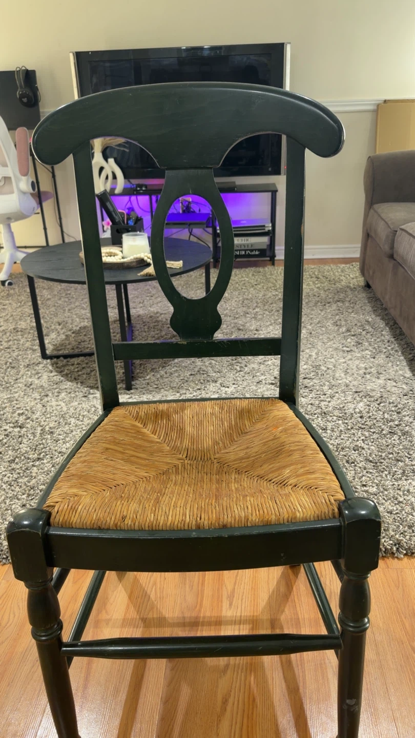 Black Dining Chair with Woven Seat