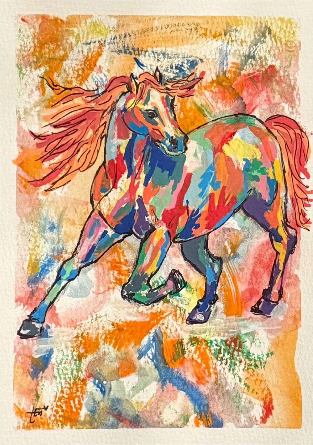 “Lucky” - Vibrant Abstract Horse Painting ❤️🍀