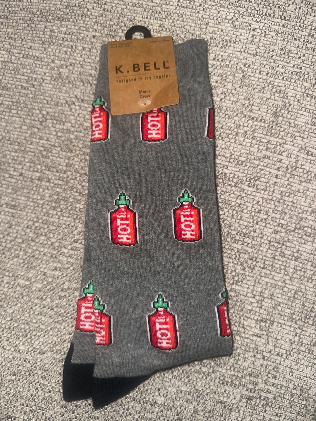 K. Bell Men's Crew Socks - Hot Sauce Design